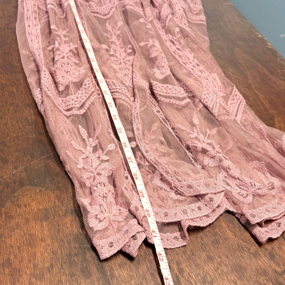 Open Sheer Lace Kimono Duster Size L Boho Whimsigoth Fairy Romantic Layering - Picture 8 of 11